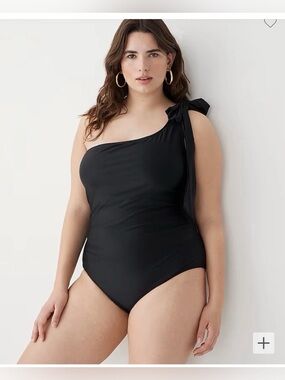 NWT J. Crew Bow-Tie One-Shoulder Black Women’s One-Piece Swim Suit Size 18